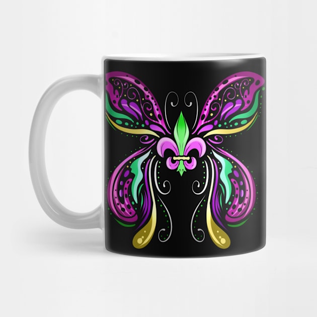 Butterfly With Ornaments And Fleur De Lis For Mardi Gras by SinBle